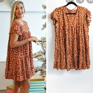 Entro Ruffle tiered Spotted Dress Large